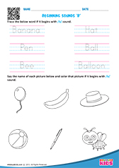 Trace Beginning Sound Words - B