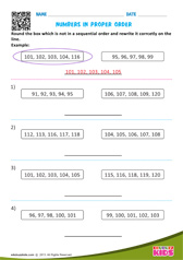 Numbers in proper order